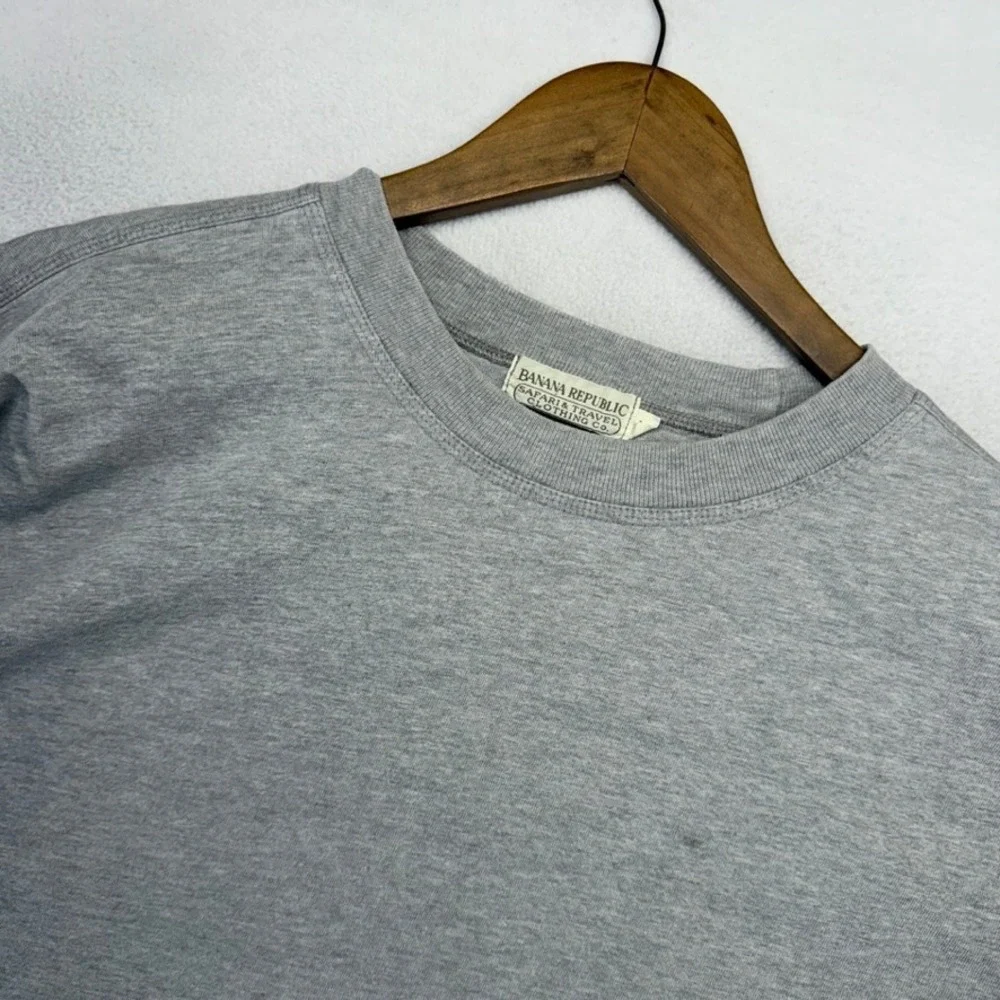 Vintage Banana Republic Blank Shirt Men's Large Gray Safari Travel Crewneck 90s